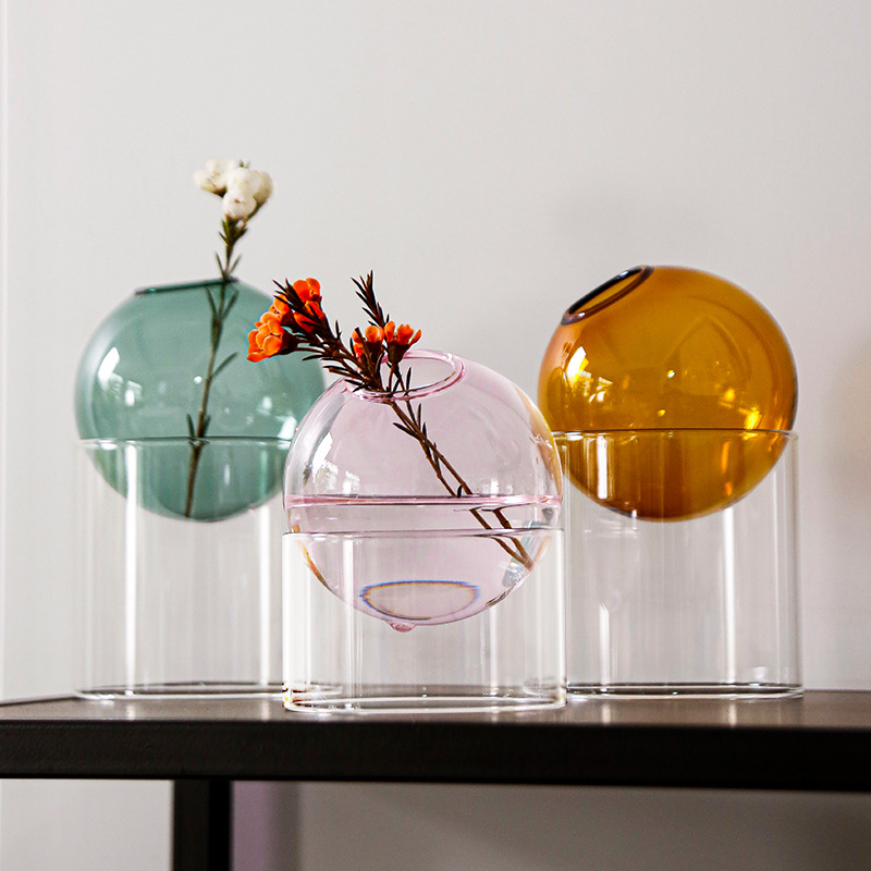 Terrarium Glass Bottle - Mini Vase à fleurs rond, récipient