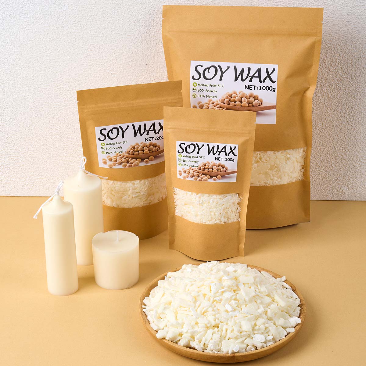 Scented Candle Set - Cire de soja blanche Pure de